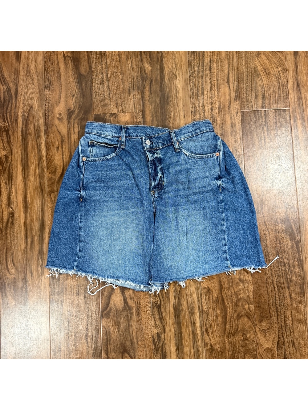 Free People We The Free Boomerang High Rise Long Shorts 29 Denim Cutoff Jorts